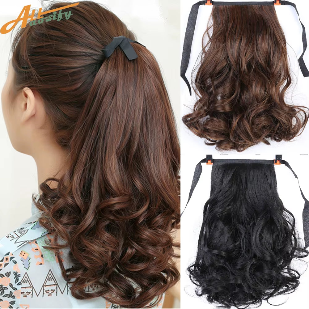 Brown Black Heat Resistant Synthetic Hair Extensions Pony Tail Hair Extensions Drawstring Ponytail 12" Hair Extensions