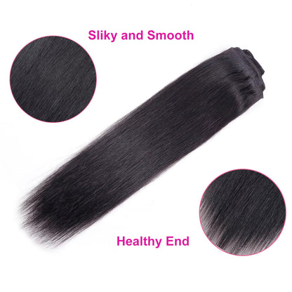 Real Natural Straight Clip in Hair Extensions 120G 8Pcs 100% Human Hair Seamless Unprocessed Full Head Brazilian Virgin Hair