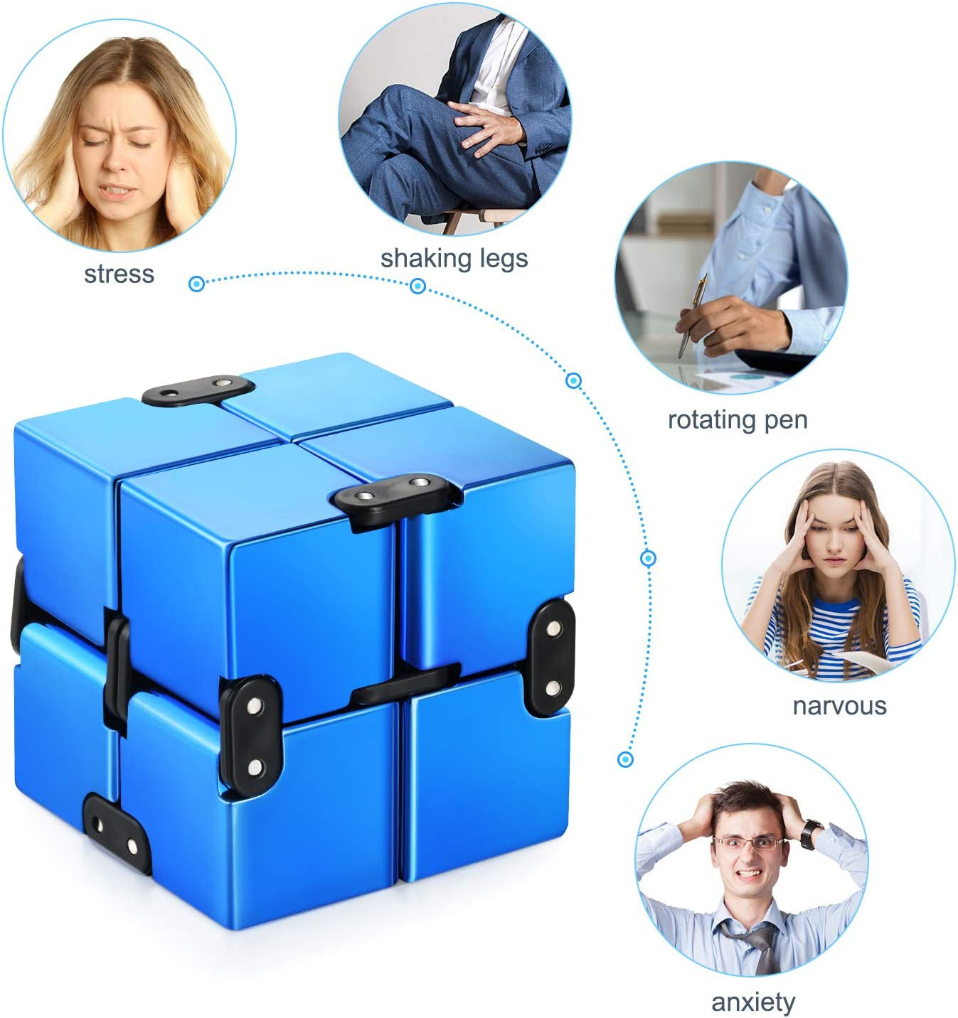 Infinity Cube Fidget Toy, Hand Killing Time Transform Cubes Magic Cubes for Kids and Adults (Blue)