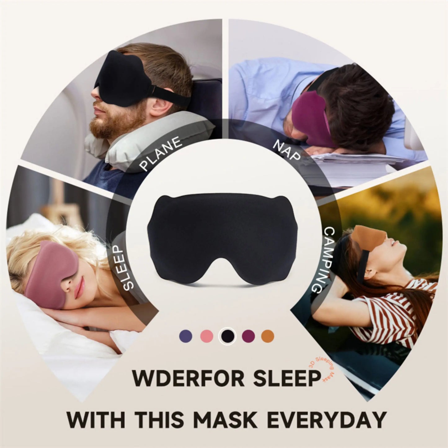 3D Sleep Mask Sleeping Aid Blindfold Block Out Light Portable Soft Memory Foam Face Mask Eyeshade Comfort Three Dimension Design