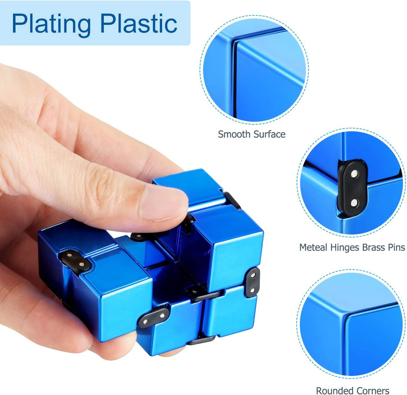 Infinity Cube Fidget Toy, Hand Killing Time Transform Cubes Magic Cubes for Kids and Adults (Blue)